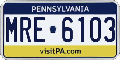 PA license plate MRE6103