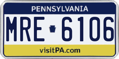 PA license plate MRE6106