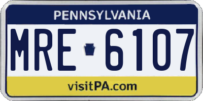 PA license plate MRE6107