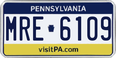 PA license plate MRE6109