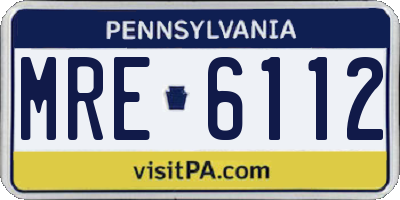 PA license plate MRE6112