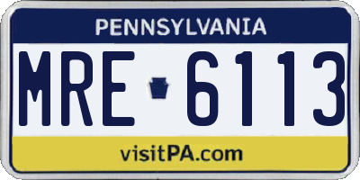 PA license plate MRE6113