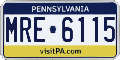 PA license plate MRE6115