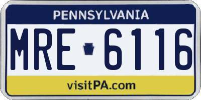 PA license plate MRE6116