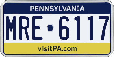 PA license plate MRE6117