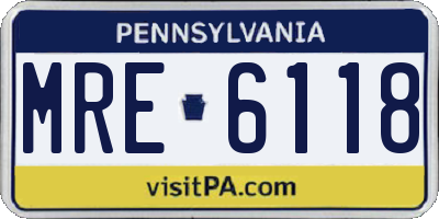 PA license plate MRE6118