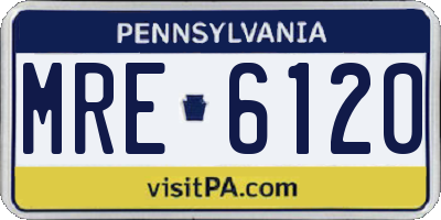 PA license plate MRE6120