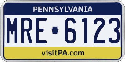 PA license plate MRE6123