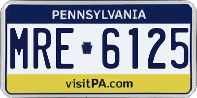 PA license plate MRE6125