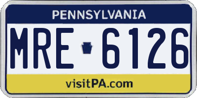 PA license plate MRE6126