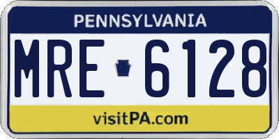 PA license plate MRE6128