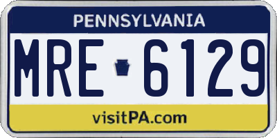 PA license plate MRE6129