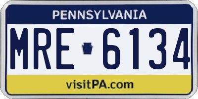 PA license plate MRE6134