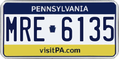PA license plate MRE6135