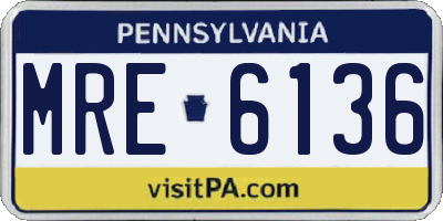 PA license plate MRE6136
