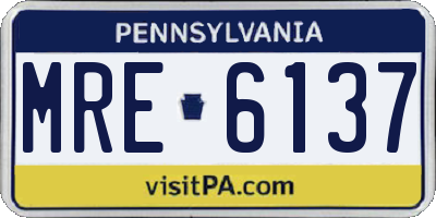 PA license plate MRE6137