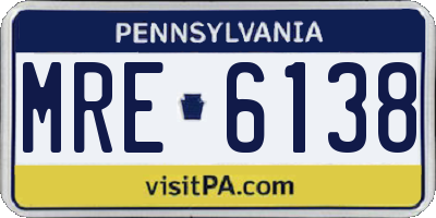 PA license plate MRE6138