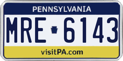 PA license plate MRE6143