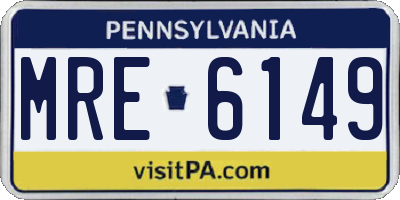 PA license plate MRE6149
