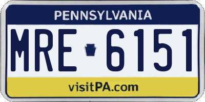 PA license plate MRE6151