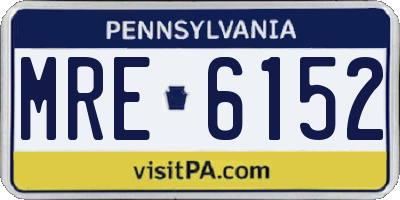 PA license plate MRE6152