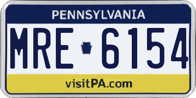 PA license plate MRE6154