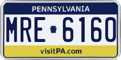 PA license plate MRE6160