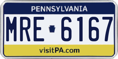 PA license plate MRE6167
