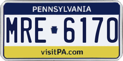 PA license plate MRE6170