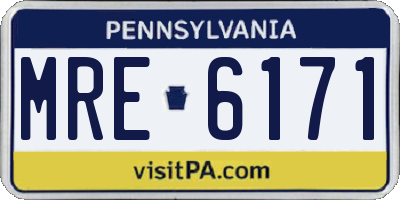 PA license plate MRE6171