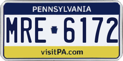 PA license plate MRE6172