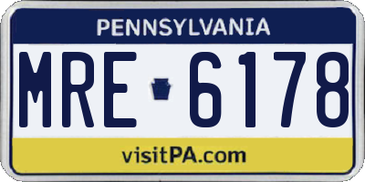 PA license plate MRE6178