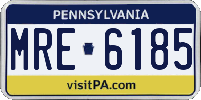 PA license plate MRE6185