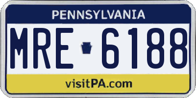 PA license plate MRE6188