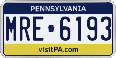 PA license plate MRE6193