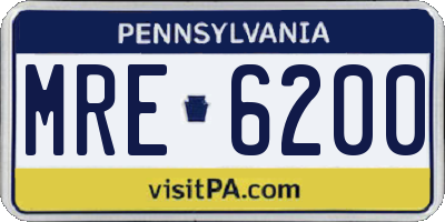PA license plate MRE6200