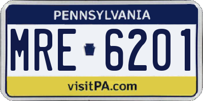 PA license plate MRE6201