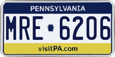 PA license plate MRE6206