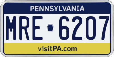 PA license plate MRE6207