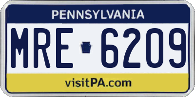 PA license plate MRE6209
