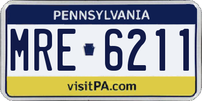 PA license plate MRE6211