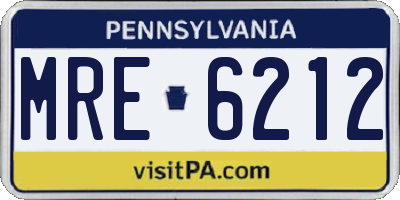 PA license plate MRE6212
