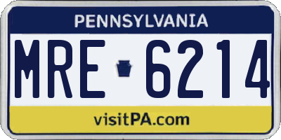 PA license plate MRE6214