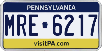 PA license plate MRE6217