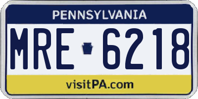 PA license plate MRE6218