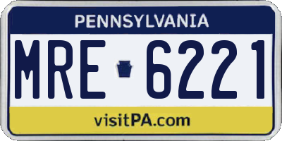 PA license plate MRE6221