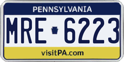 PA license plate MRE6223