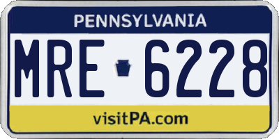 PA license plate MRE6228