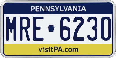 PA license plate MRE6230