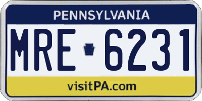 PA license plate MRE6231